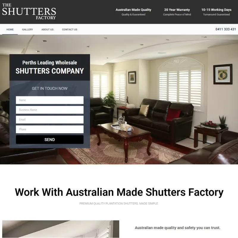 The Shutters Factory website
